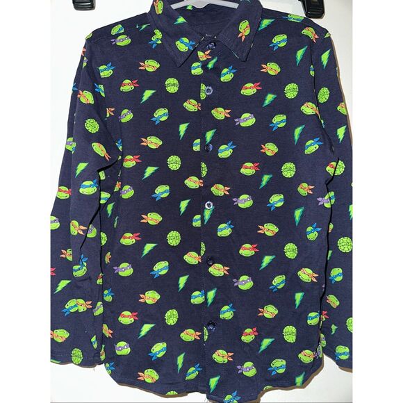 TMNT® X Andy & Evan® Half Shell Heroes Knit Button-Down, Navy size 7 youth - Picture 1 of 5
